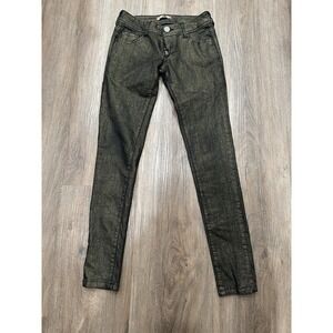 Romeo & Juliet Jeans Women 25‎ Black Gold Shimmer Metallic Stretch